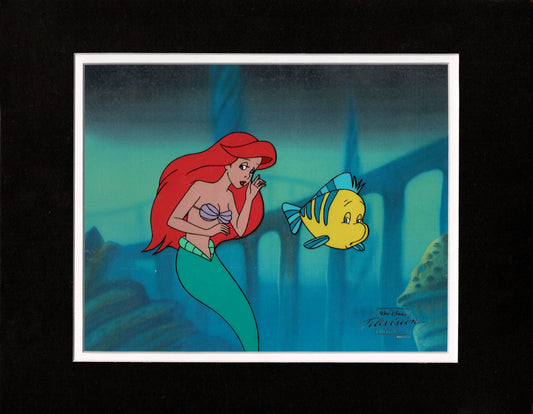 The Little Mermaid Ariel and Flounder Walt Disney Television Production Animation Cel and Drawing 1992-1994 24