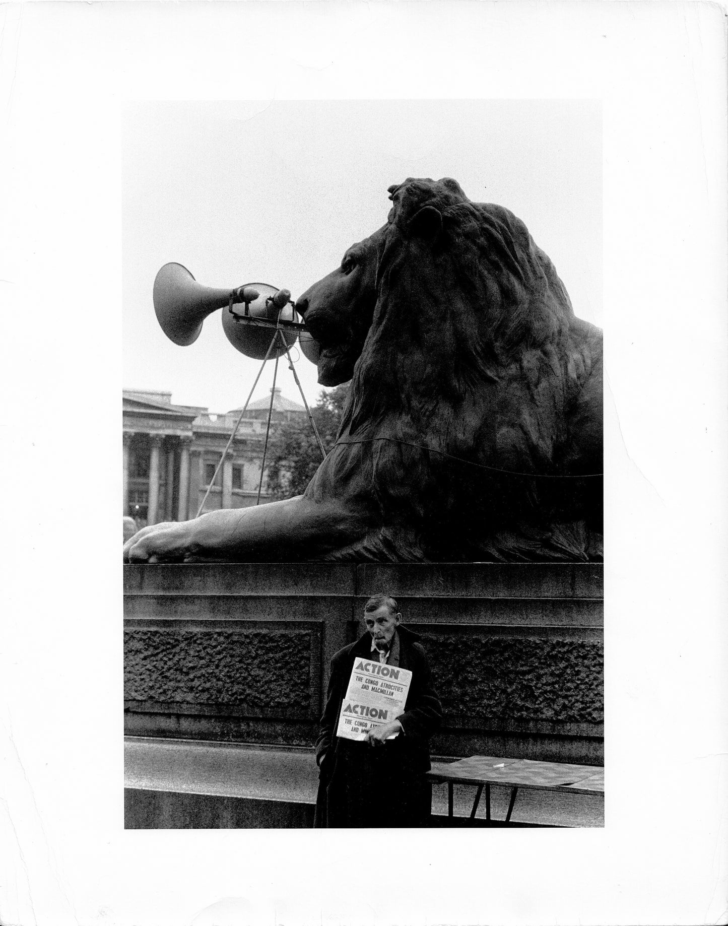 Bruce Davidson Signed Lone Protester "Trafalgar Square England and Scotland 1960" Gelatin Silver Print Photograph