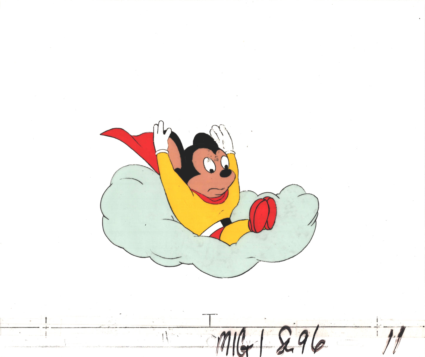 Mighty Mouse Cartoon Production Animation Cel from Filmation Anime Actually Used ON SCREEN D-m11