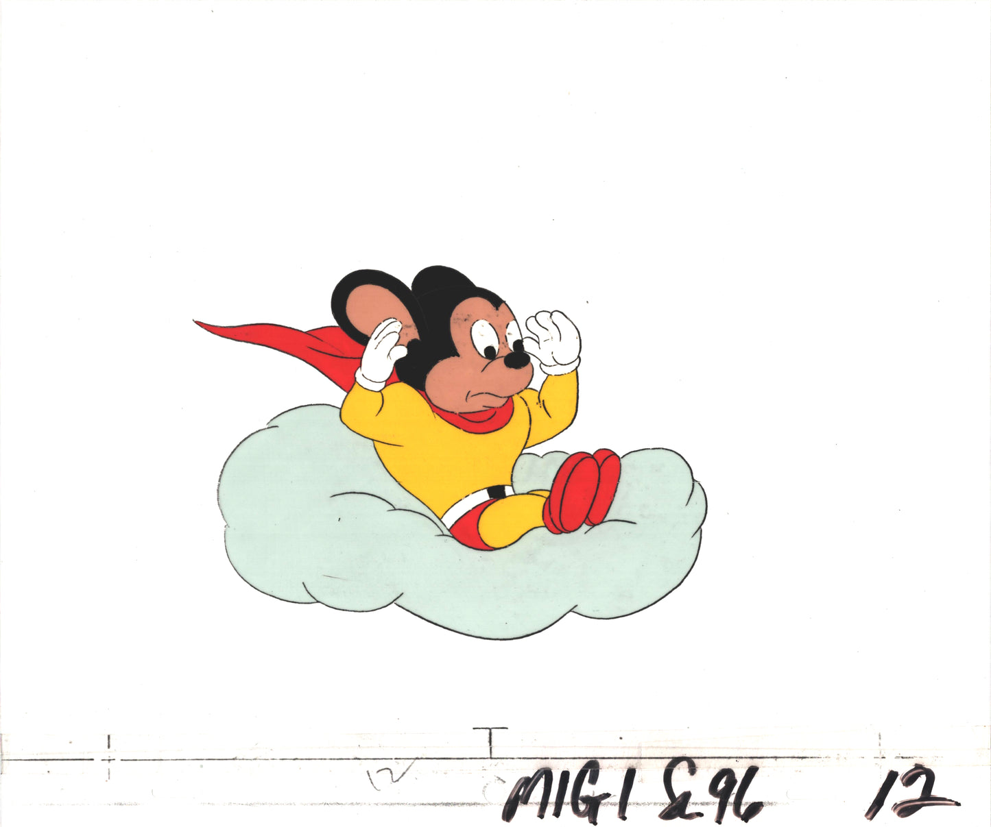 Mighty Mouse Cartoon Production Animation Cel from Filmation Anime Actually Used ON SCREEN D-m12
