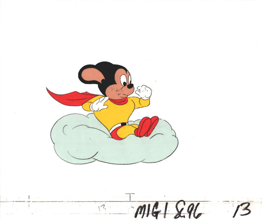 Mighty Mouse Cartoon Production Animation Cel from Filmation Anime Actually Used ON SCREEN D-m13