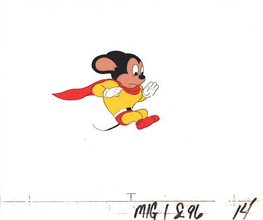 Mighty Mouse Cartoon Production Animation Cel from Filmation Anime Actually Used ON SCREEN D-m14