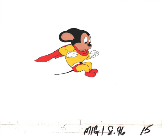 Mighty Mouse Cartoon Production Animation Cel from Filmation Anime Actually Used ON SCREEN D-m15