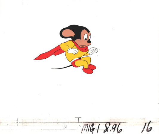 Mighty Mouse Cartoon Production Animation Cel from Filmation Anime Actually Used ON SCREEN D-m16