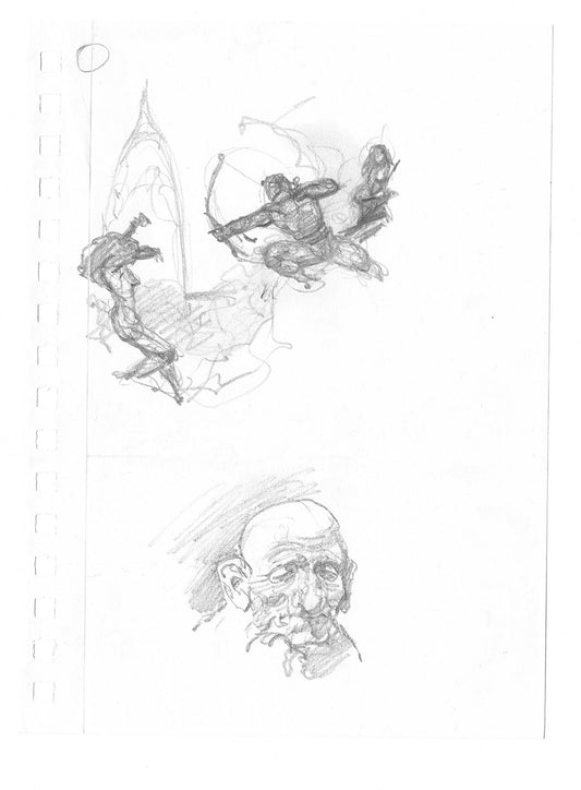 Mike Hoffman Comic Book Artist Personal Original Pencil Art Notebook Page From 2013 B-m17