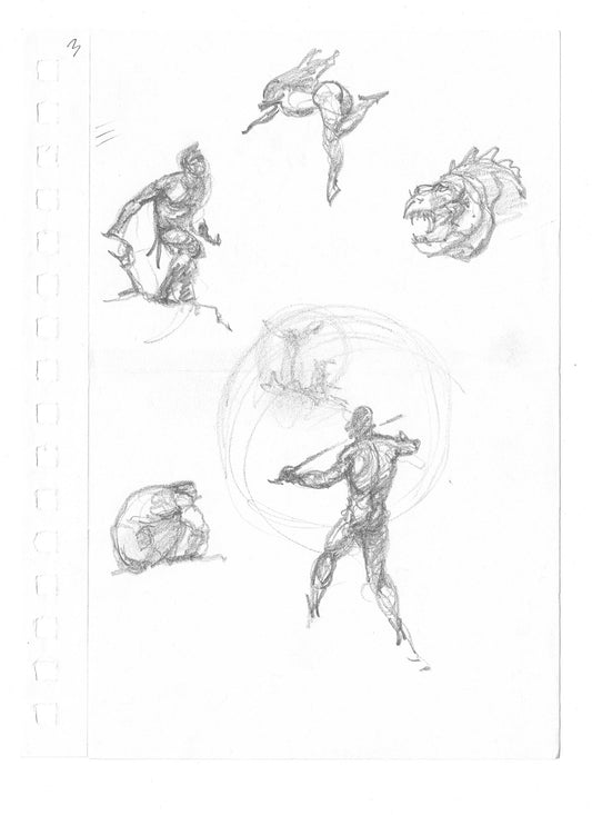 Mike Hoffman Comic Book Artist Personal Original Pencil Art Notebook Page From 2013 B-m2
