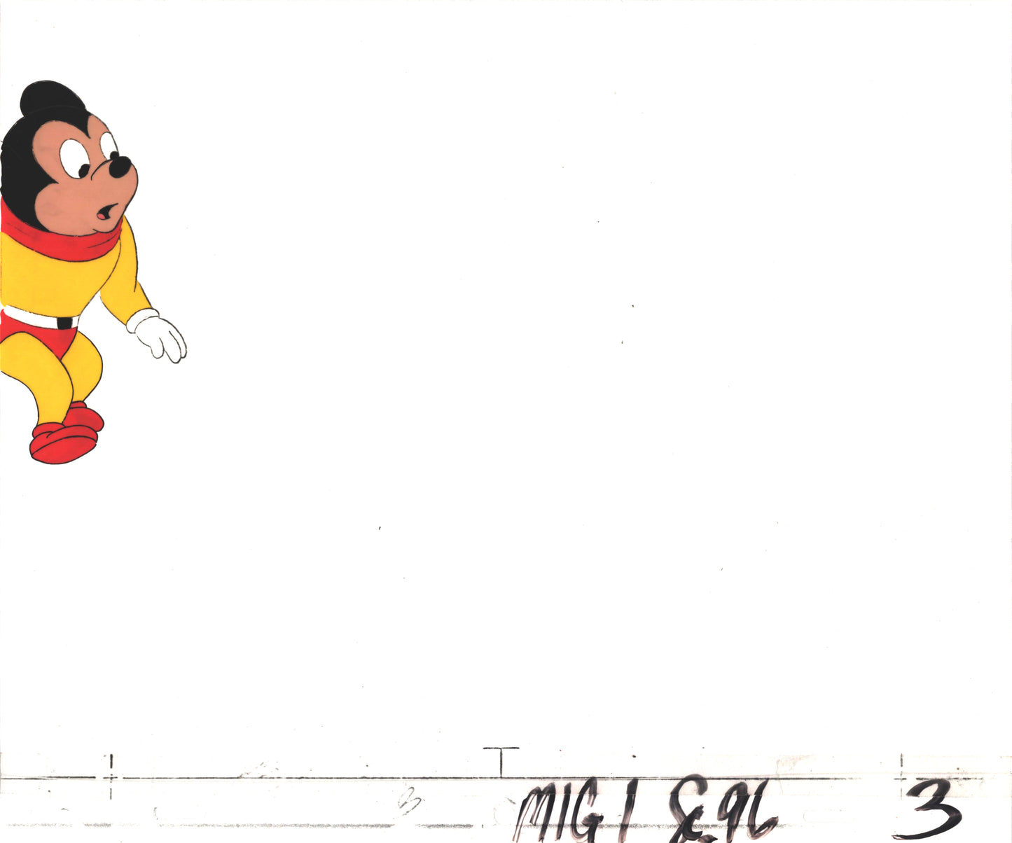 Mighty Mouse Cartoon Production Animation Cel from Filmation Anime Actually Used ON SCREEN D-m3