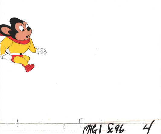 Mighty Mouse Cartoon Production Animation Cel from Filmation Anime Actually Used ON SCREEN D-m4