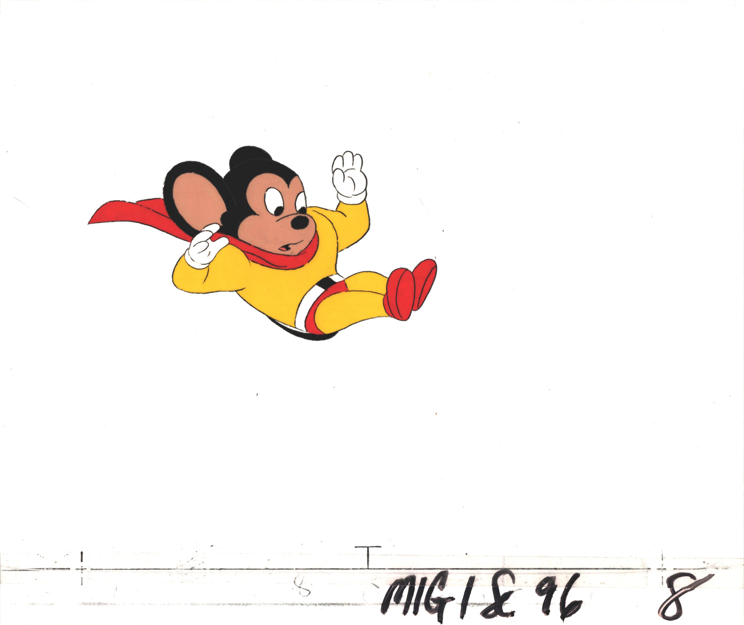 Mighty Mouse Cartoon Production Animation Cel from Filmation Anime Actually Used ON SCREEN D-m8
