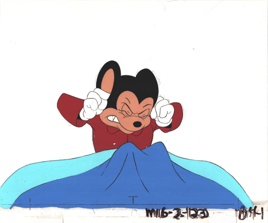 Mighty Mouse Cartoon Production Animation Cel from Filmation Anime Actually Used ON SCREEN D-ma