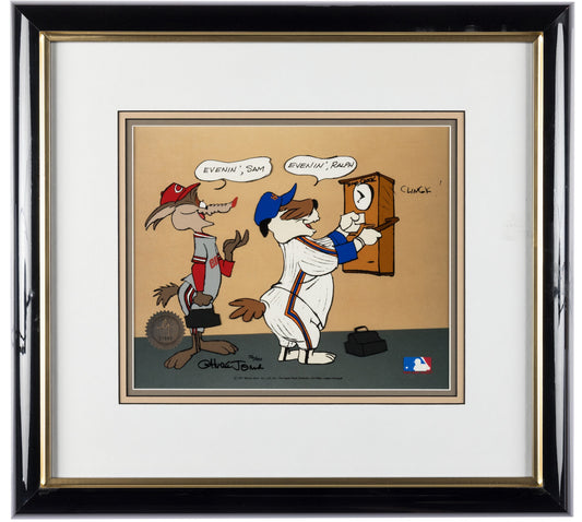 Chuck Jones SIGNED Wile E Coyote and Sam MLB Baseball Limited Edition Cel Looney Tunes Warner Brothers 1991 OH