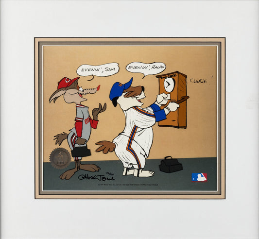 Chuck Jones SIGNED Wile E Coyote and Sam MLB Baseball Limited Edition Cel Looney Tunes Warner Brothers 1991 OH