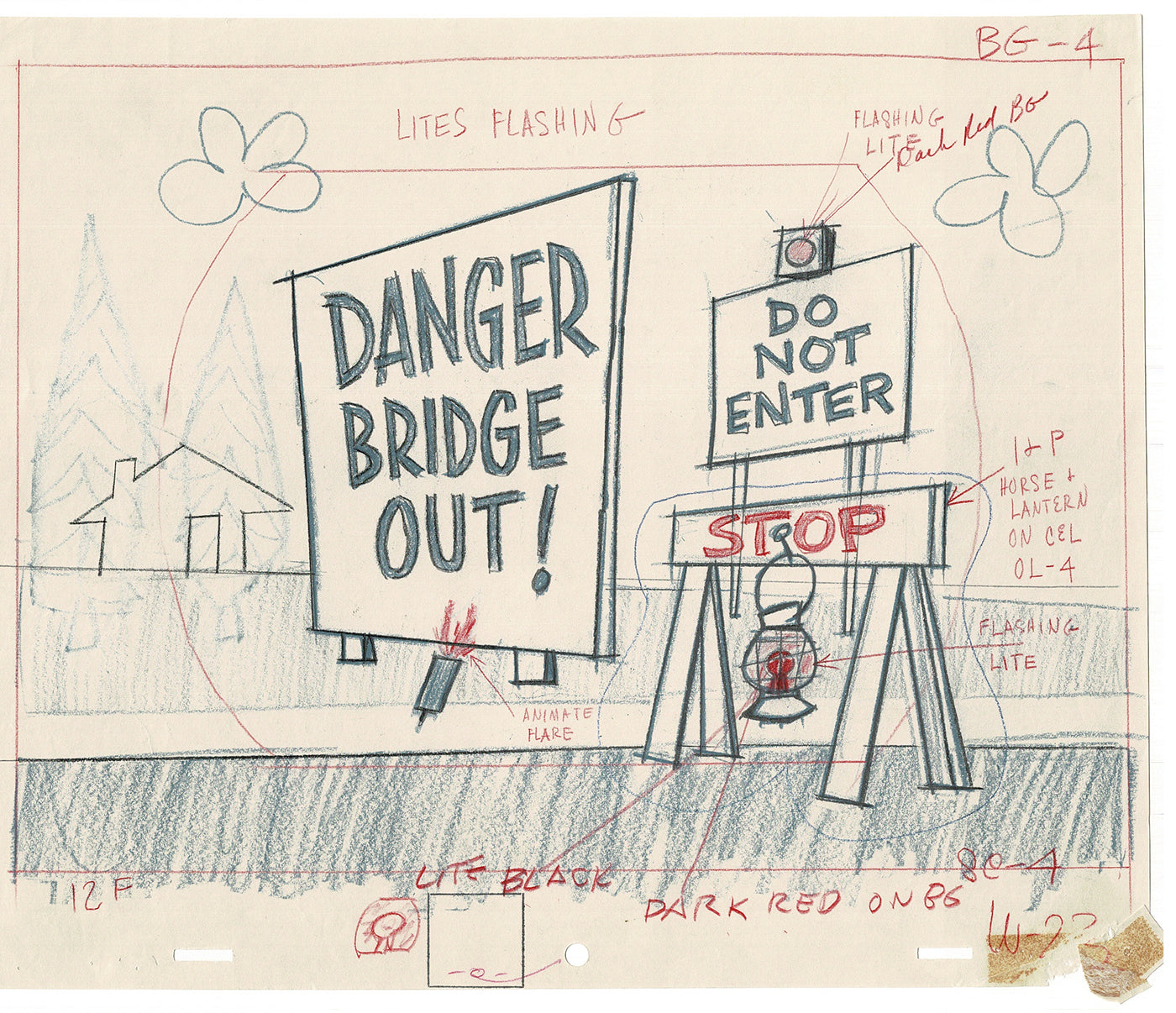 Mr Magoo Original Cartoon Production Animation Background Drawing UPA Collectible Used On Screen B-1