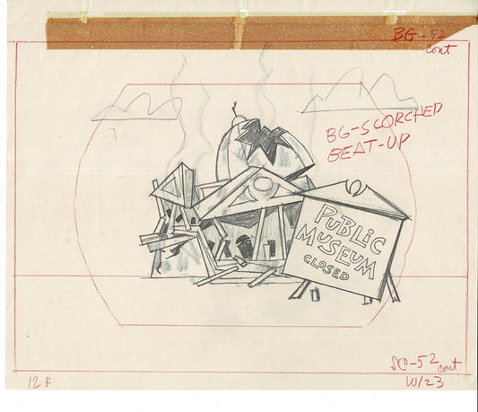 Mr Magoo Original Cartoon Production Animation Background Drawing UPA Collectible Used On Screen B-13