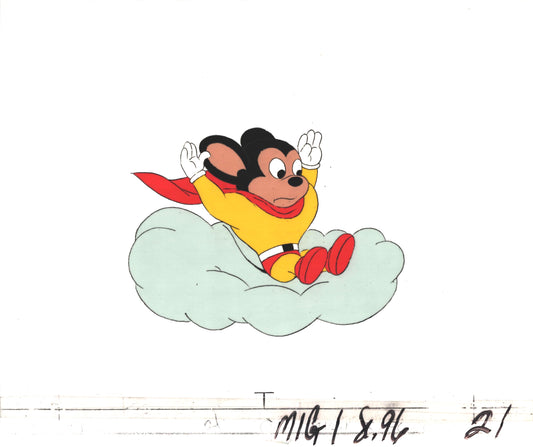Mighty Mouse Cartoon Production Animation Cel from Filmation Anime Actually Used ON SCREEN D-mh21