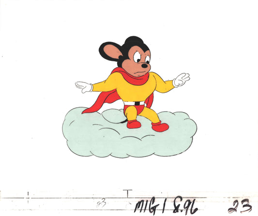 Mighty Mouse Cartoon Production Animation Cel from Filmation Anime Actually Used ON SCREEN D-mh23