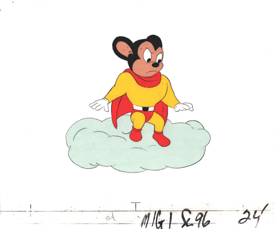 Mighty Mouse Cartoon Production Animation Cel from Filmation Anime Actually Used ON SCREEN D-mh24