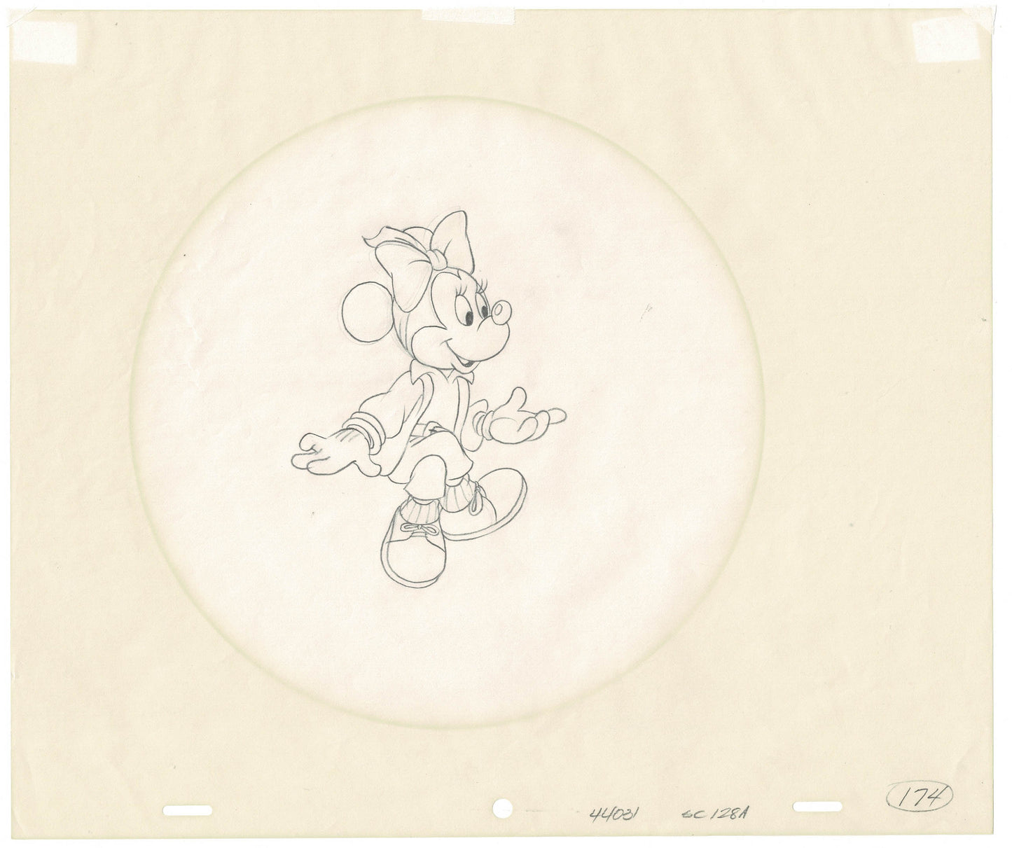 Minnie Mouse Production Animation Cel and Drawing 1980's Disney C-KO