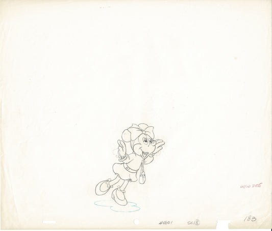 Minnie Mouse Original Production Animation Cel Drawing Likely Commercial 1980's Disney nm