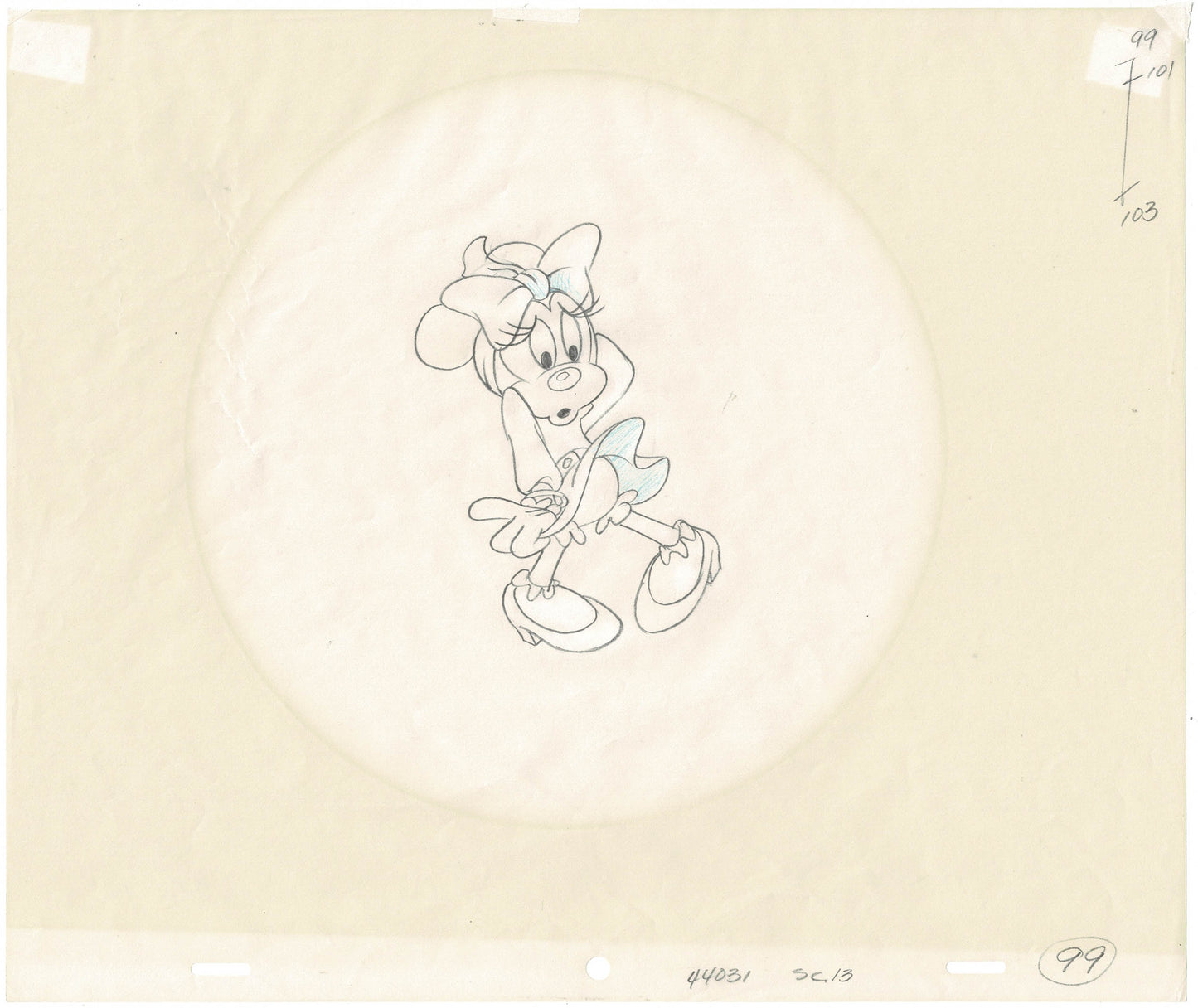 Minnie Mouse Production Animation Cel and Drawing Totally Minnie 1988 Disney C-KO