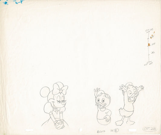 Minnie Mouse KEY Original Production Animation Cel Drawing Likely Commercial 1980's Disney k2