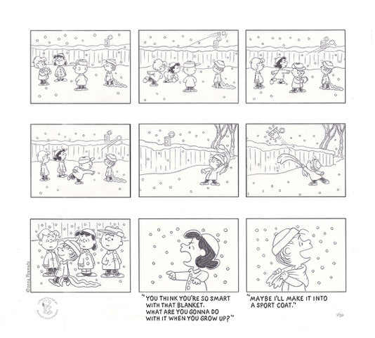 A Charlie Brown Christmas PEANUTS SIGNED Animation Cartoon Cel AND Storyboard Print (set of 2) Limited Edition of 50 "My Trusty Blanket" 34