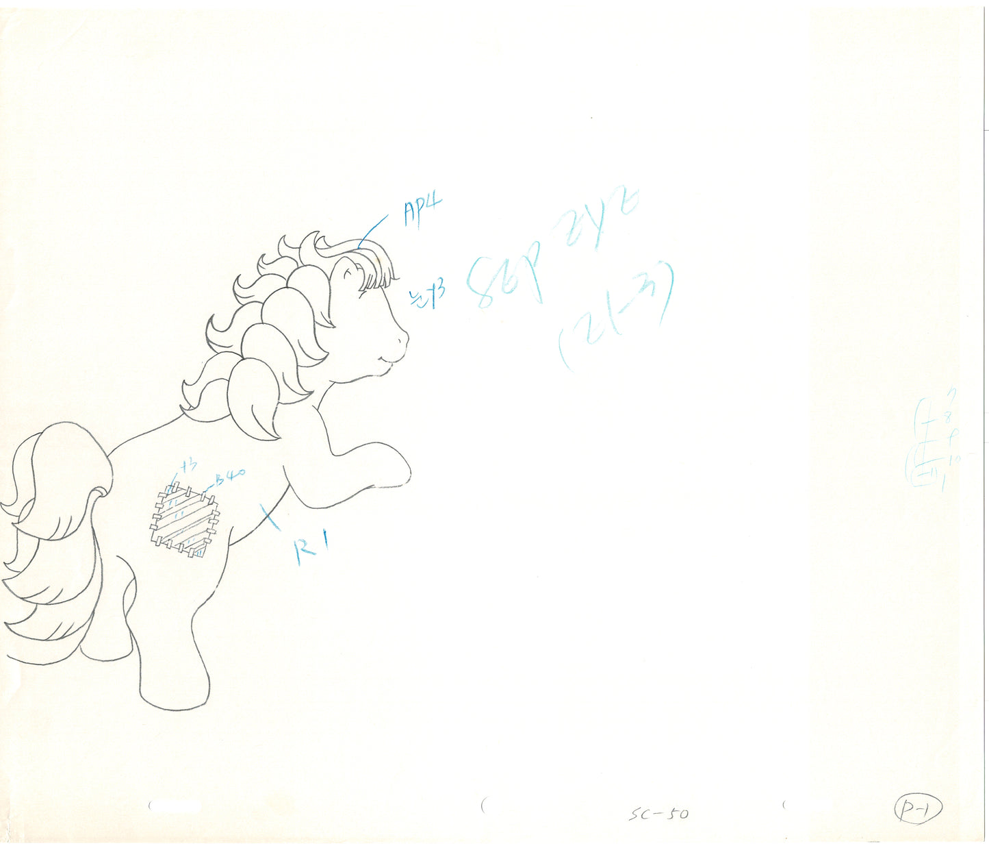 Lot of 15 My Little Pony Animation Cel Drawings Hasbro Sunbow 1980s 90s