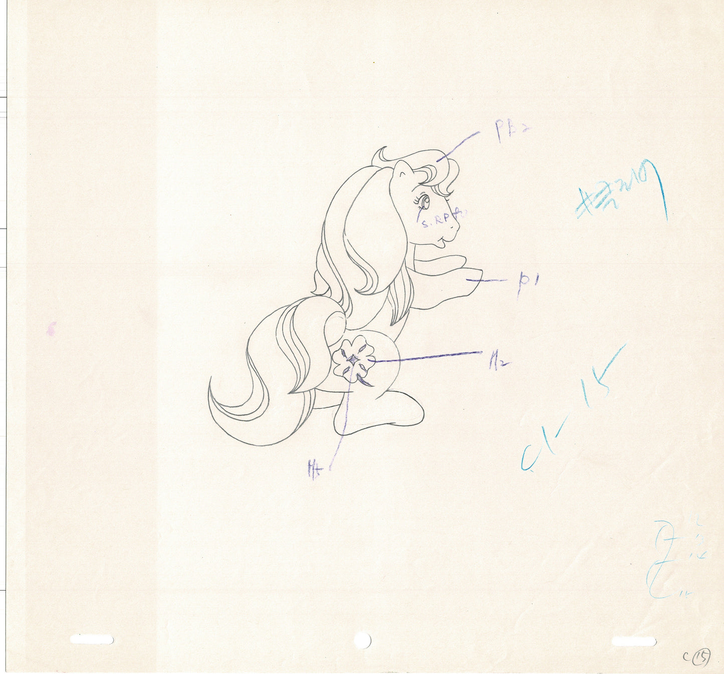 Lot of 15 My Little Pony Animation Cel Drawings Hasbro Sunbow 1980s 90s