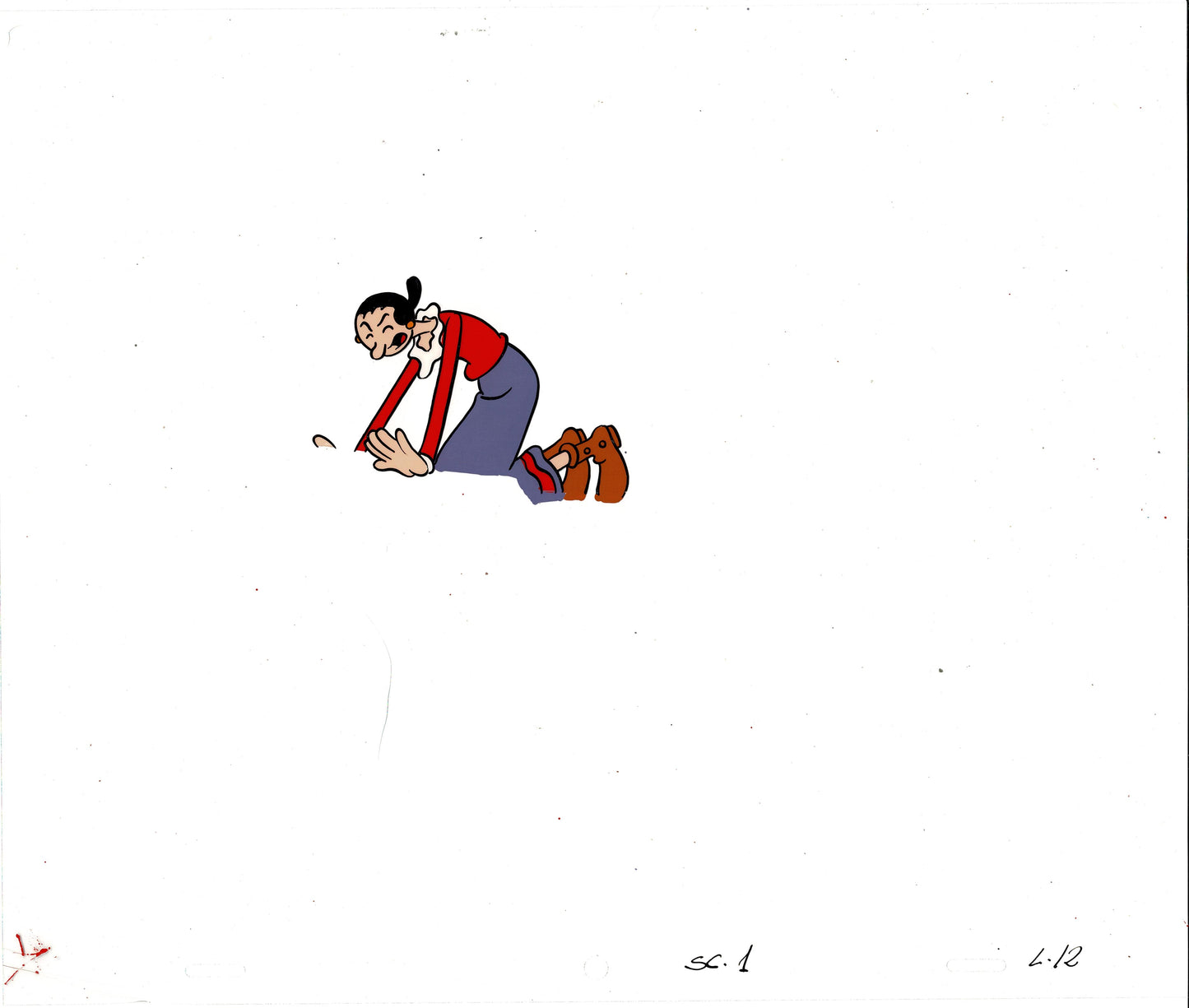 Popeye Olive Oyl Screen-Used Production Animation Cel and Drawing Hand-Inked Pre-1970s 12