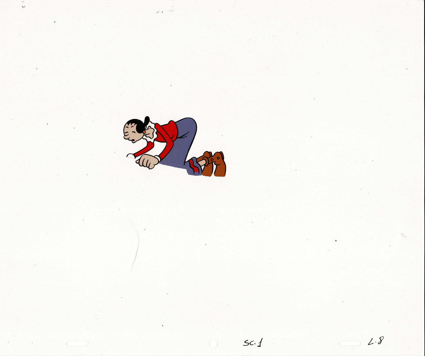 Popeye Olive Oyl Screen-Used Production Animation Cel and Drawing Hand-Inked Pre-1970s 8m