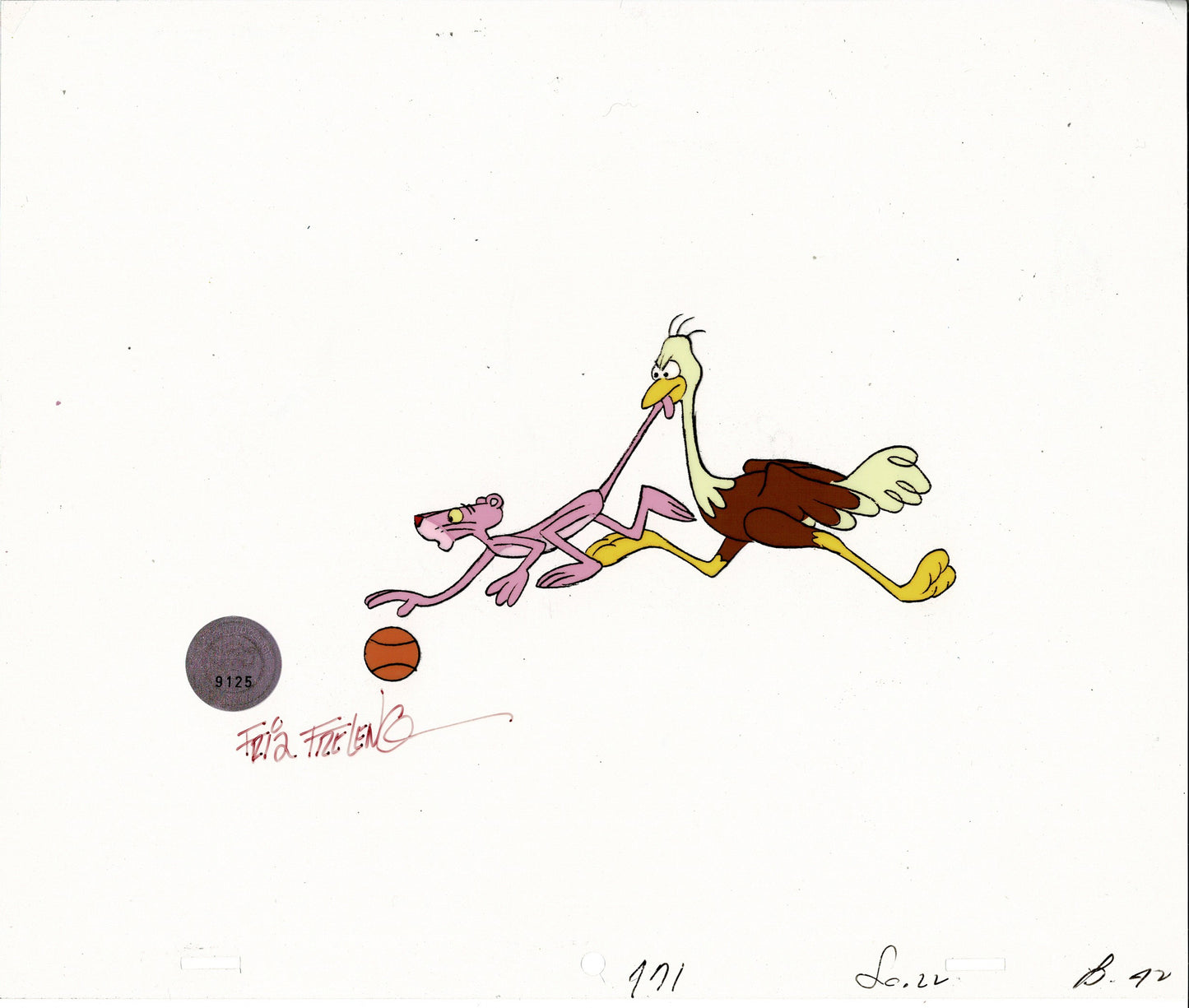 Pink Panther Rare Friz Freleng SIGNED Production Animation Cel 1972 DePatie Freleng o