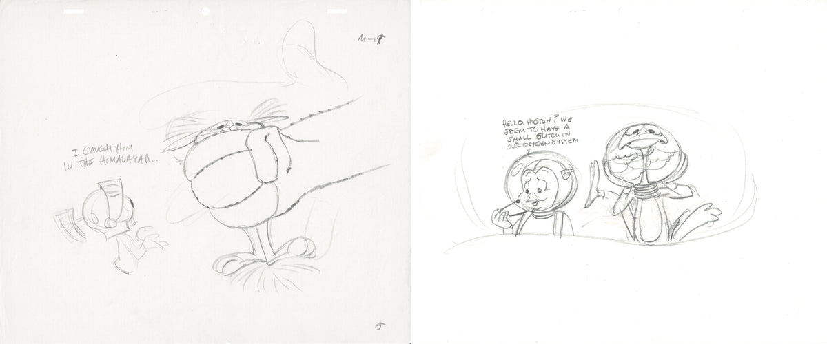 Looney Tunes Set of Two (2) Chuck Jones Original Drawings From Warner Brothers