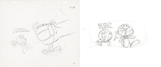Looney Tunes Set of Two (2) Chuck Jones Original Drawings From Warner Brothers