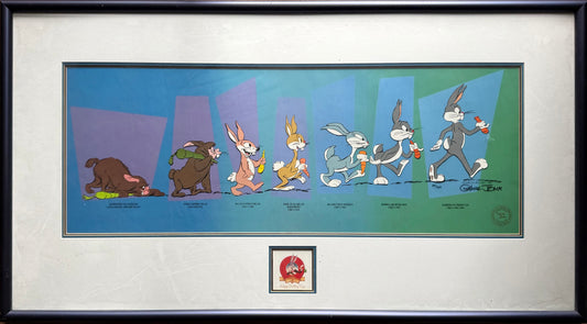 Bugs Bunny, Evolution Of Chuck Jones SIGNED Limited Edition Cel of 750 Looney Tunes Warner Brothers 1990 Framed AT