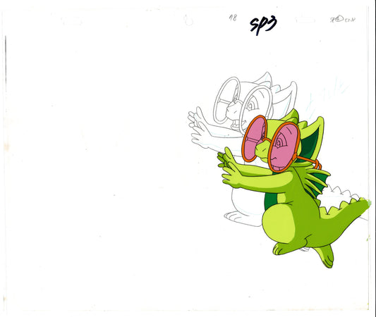 Pocket Dragon Adventures DIC production animation cel with stuck drawing 1998 Real Musgrave p3