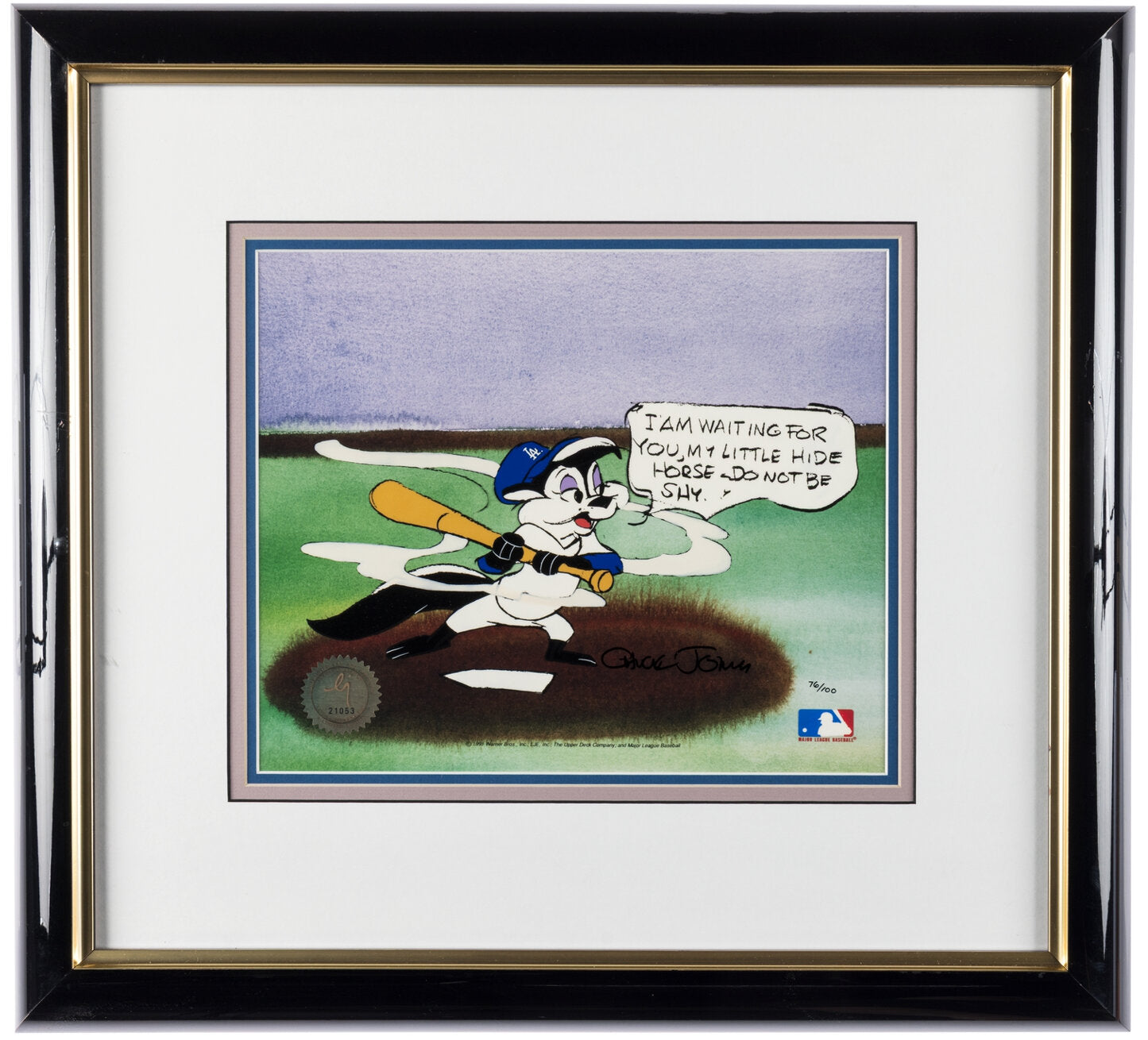 Chuck Jones SIGNED Pepe Le Pew MLB Baseball Limited Edition Cel Looney Tunes Warner Brothers 1991 OH (Copy)