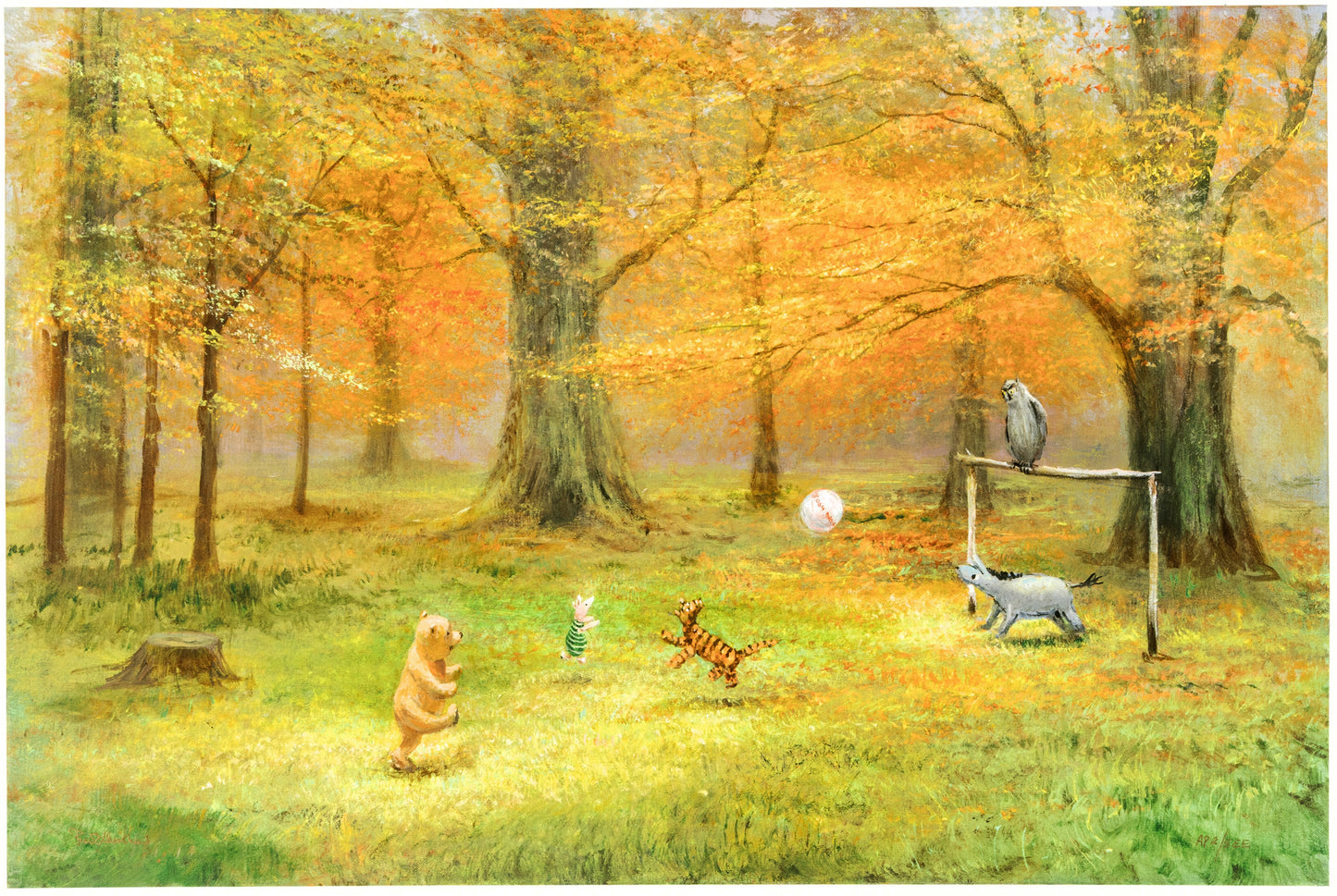 Winnie the Pooh Walt Disney Fine Art Peter Ellenshaw Limited Edition Signed Giclee Print from His Estate "Pooh Soccer" AP1 of 5
