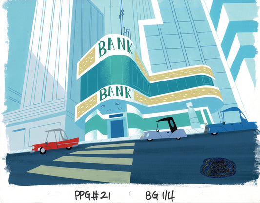The Powerpuff Girls Screen-Used Townsville Production Background from Cartoon Network bk