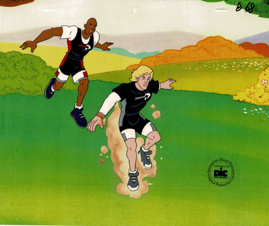 Michael Jordan Bulls Wayne Gretzky ProStars Cartoon Original Animation Cel 1991 DIC jw