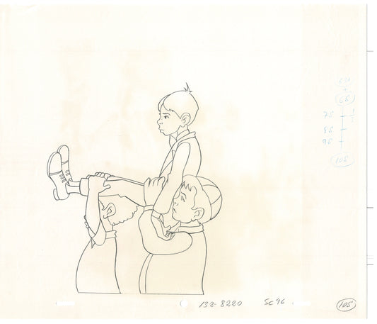 Little Rascals 2 LOT Production Animation Cel Drawings with Alfalfa from Hanna Barbera 1982-83 L1