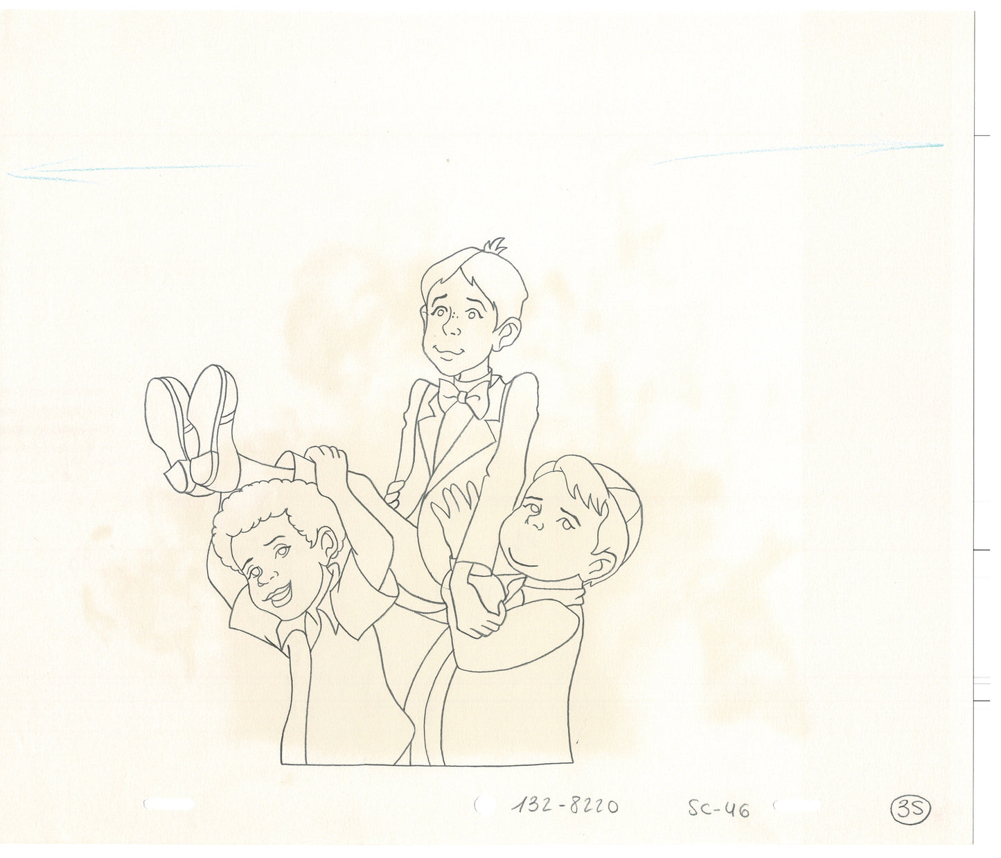 Little Rascals 2 LOT Production Animation Cel Drawings with Alfalfa from Hanna Barbera 1982-83 L2