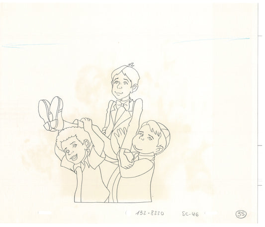 Little Rascals 2 LOT Production Animation Cel Drawings with Alfalfa from Hanna Barbera 1982-83 L2