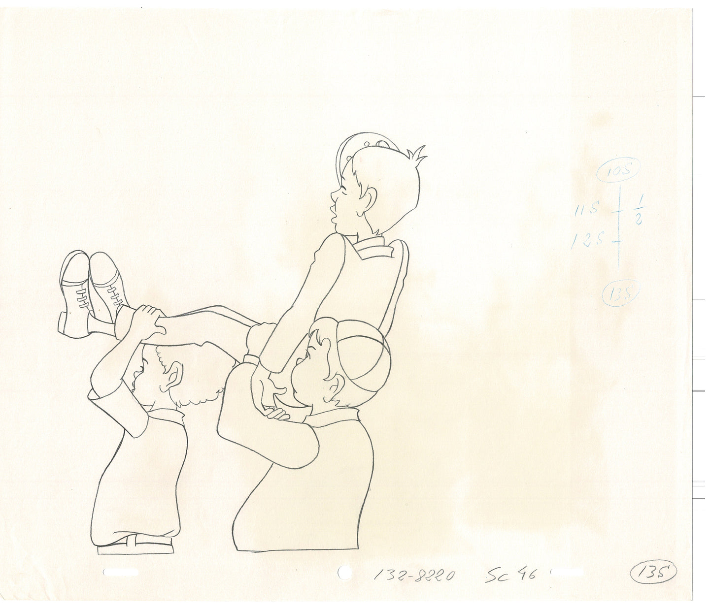 Little Rascals 2 LOT Production Animation Cel Drawings with Alfalfa from Hanna Barbera 1982-83 L2