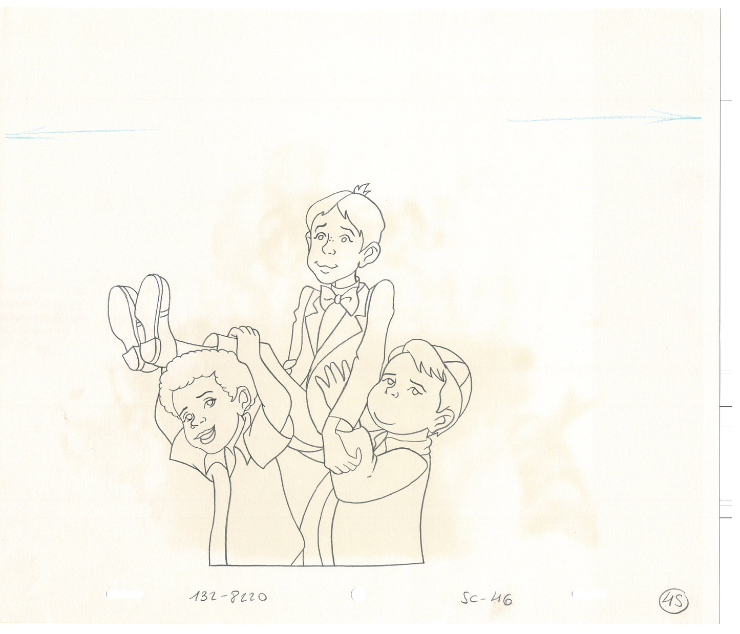 Little Rascals 2 LOT Production Animation Cel Drawings with Alfalfa from Hanna Barbera 1982-83 L3