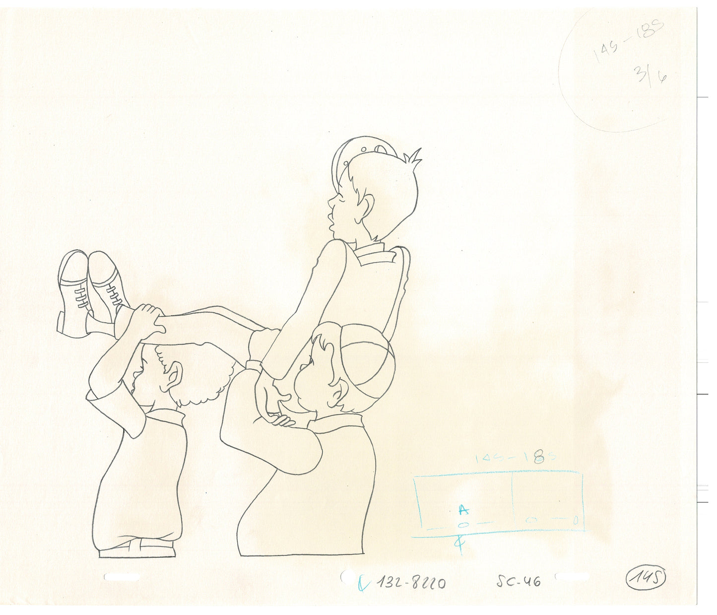 Little Rascals 2 LOT Production Animation Cel Drawings with Alfalfa from Hanna Barbera 1982-83 L3