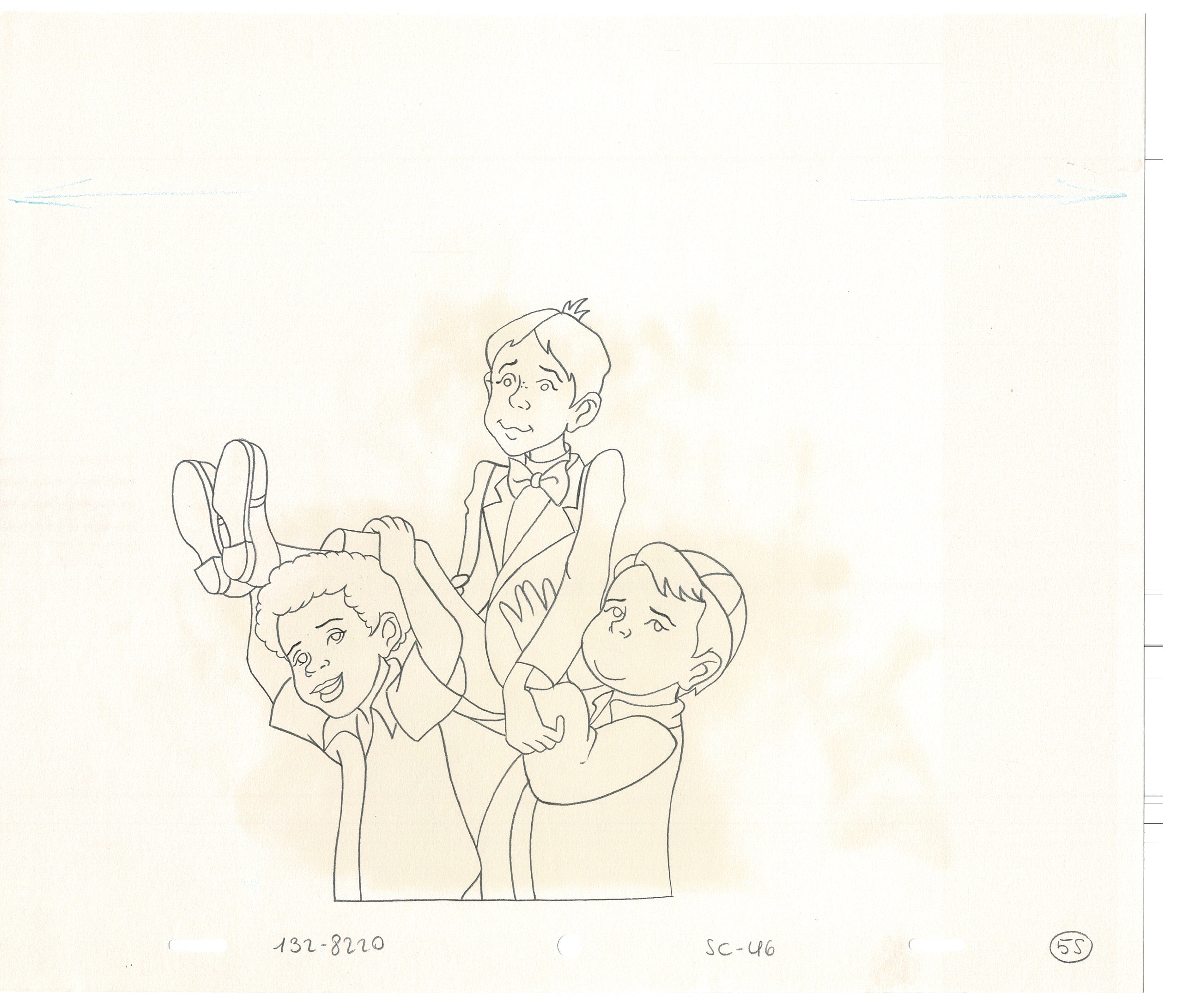 Rascal Look Animation Little Rascals 2 LOT Production Animation Cel Drawings with Alfalfa fr ...