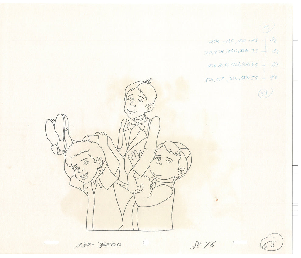Rascal Look Animation Little Rascals 2 LOT Production Animation Cel Drawings with Alfalfa fr ...
