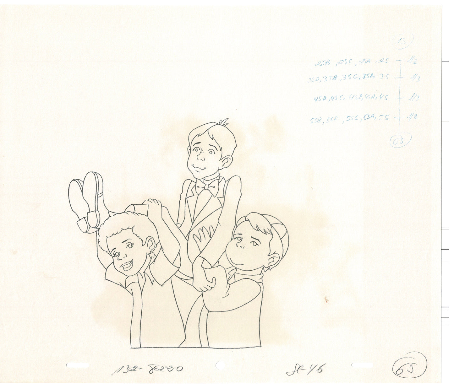 Little Rascals 2 LOT Production Animation Cel Drawings with Alfalfa from Hanna Barbera 1982-83 L56