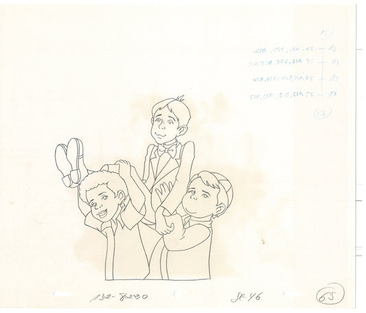 Little Rascals 2 LOT Production Animation Cel Drawings with Alfalfa from Hanna Barbera 1982-83 L56