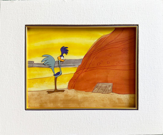 Road Runner Looney Tunes Animation Cel AND Background OBG Warners 1950s/60s OHC